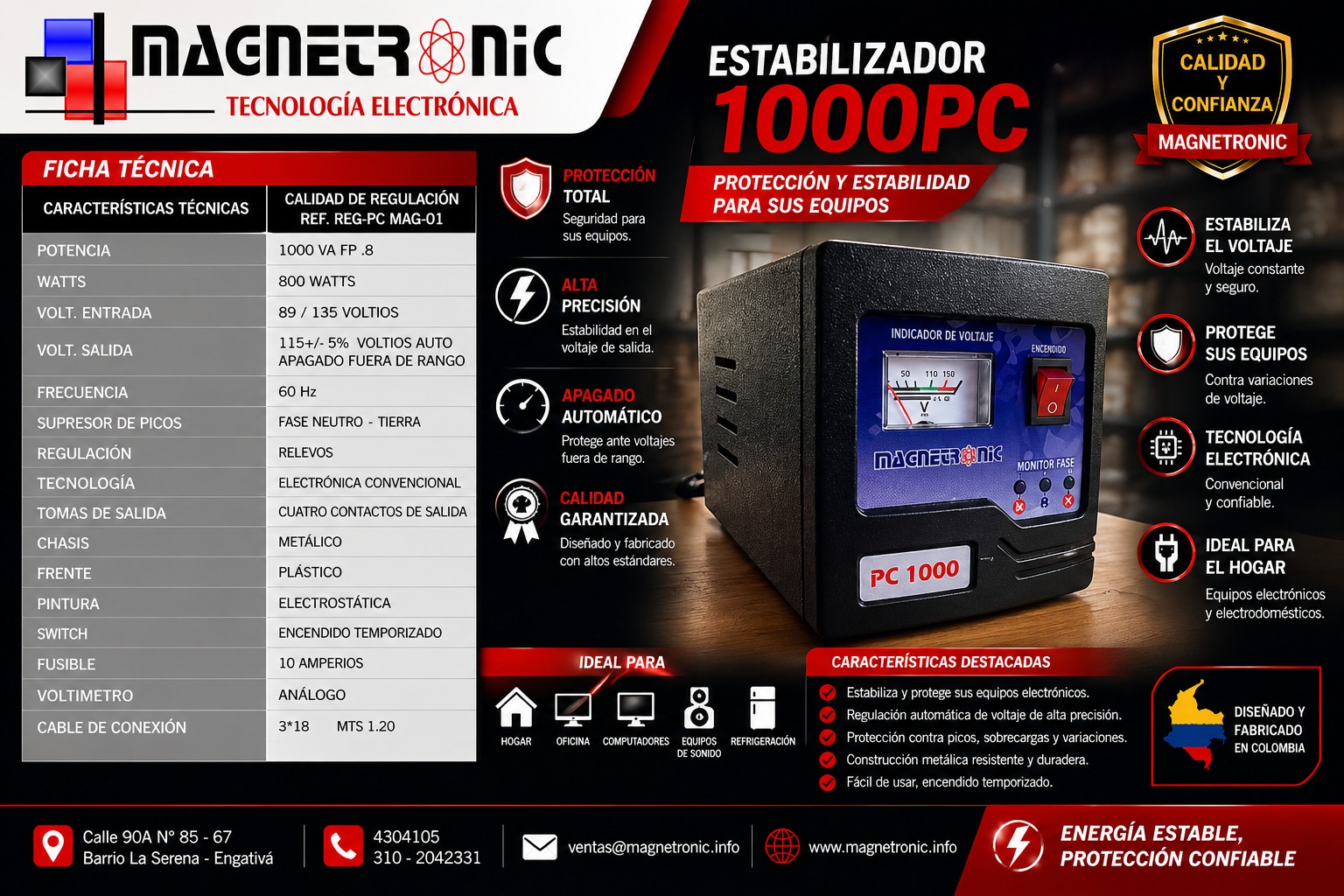 Estabilizador de 1000 PC Magnetronic